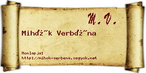 Mihók Verbéna névjegykártya